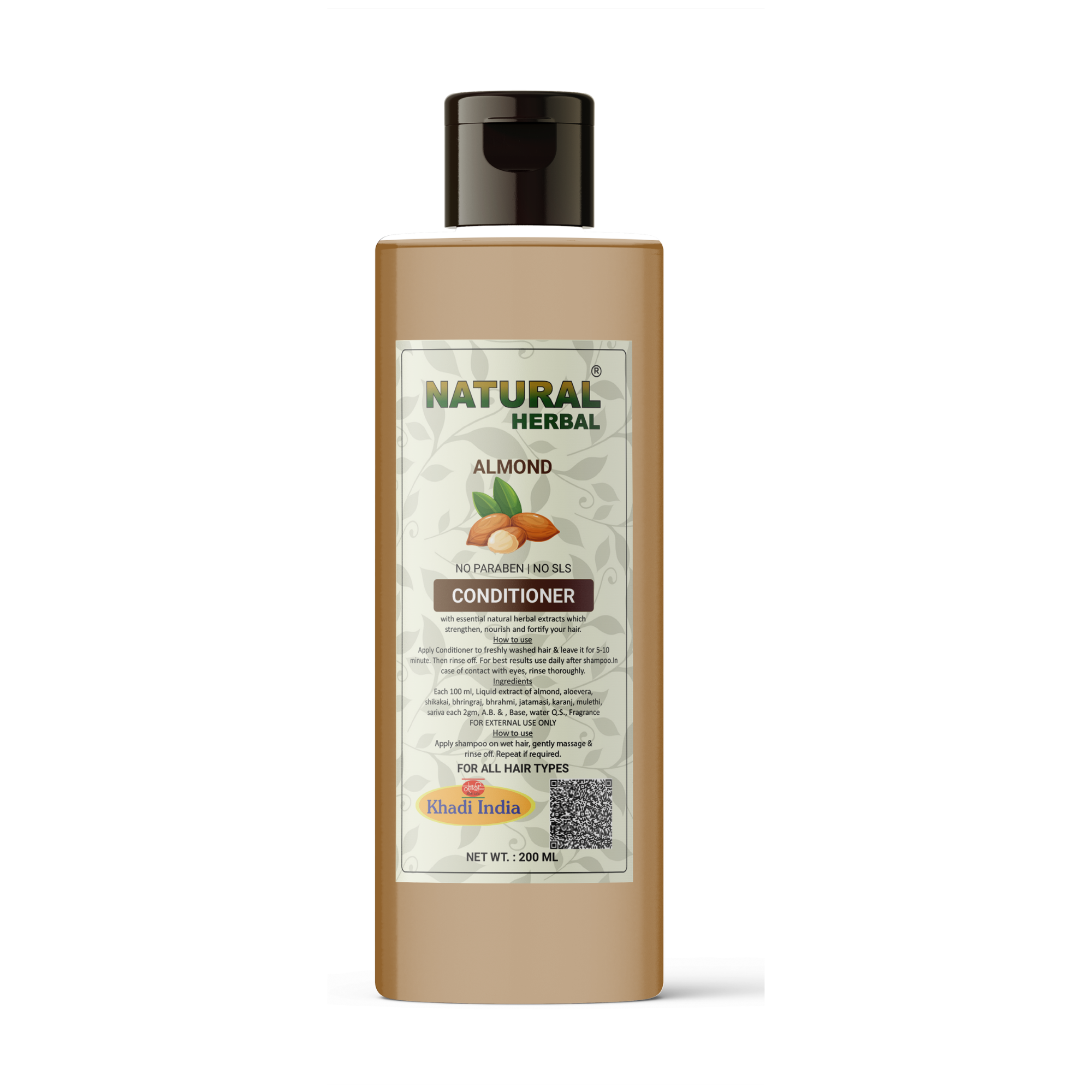 Natural Herbal Khadi Almond Conditioner 200ml for women and men