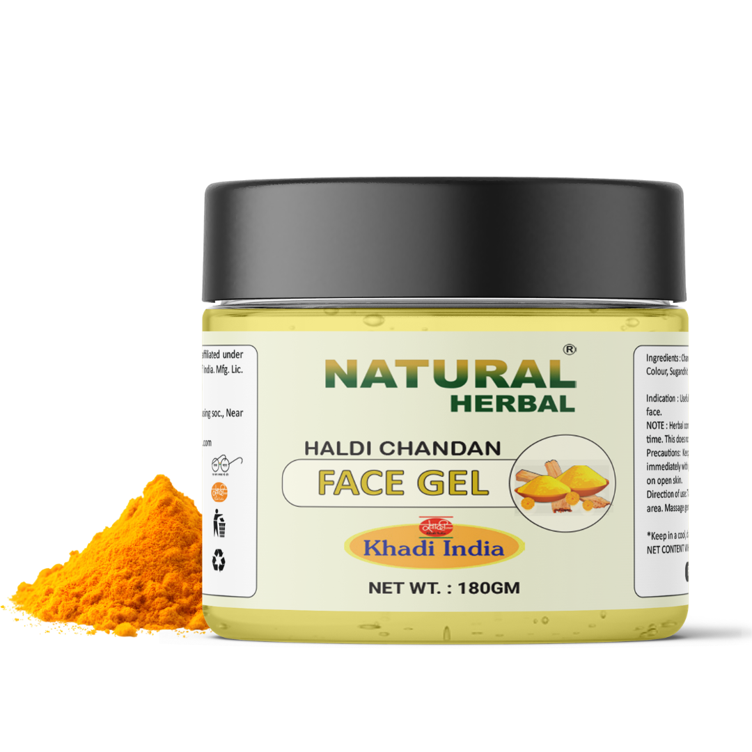 Natural Herbal Khadi Haldi and Chandan Face Gel for Men and Women 180gm | Skin Moisturizer | With Aloevera