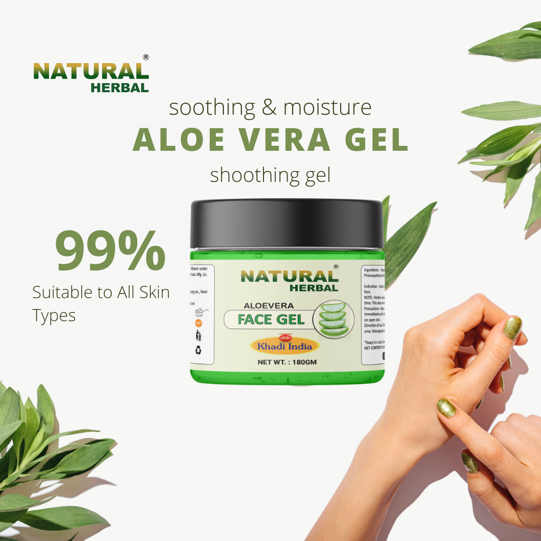 Natural Herbal Khadi Aloevera Gel 180gm | Moisturizing Face Gel