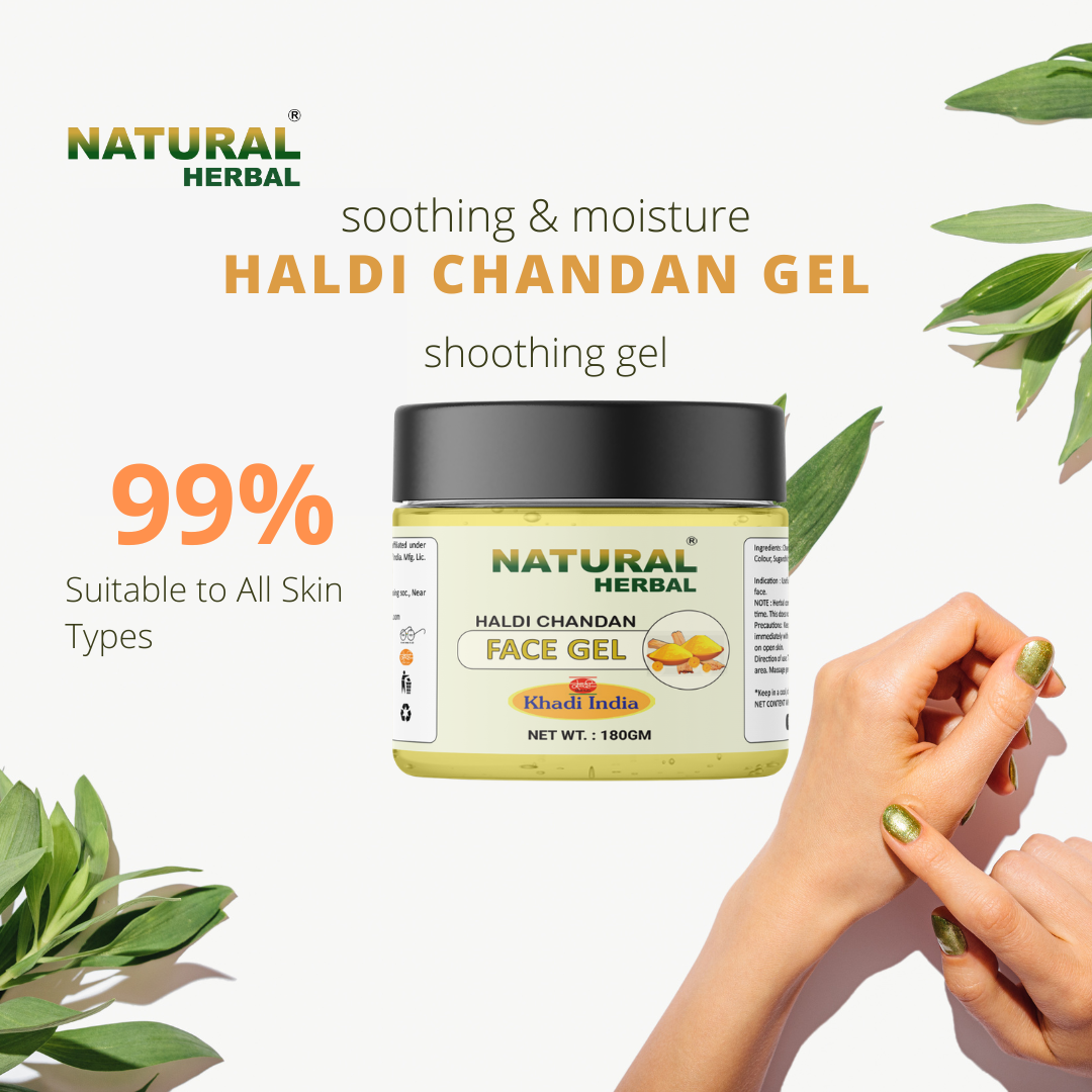 Natural Herbal Khadi Haldi and Chandan Face Gel for Men and Women 180gm | Skin Moisturizer | With Aloevera