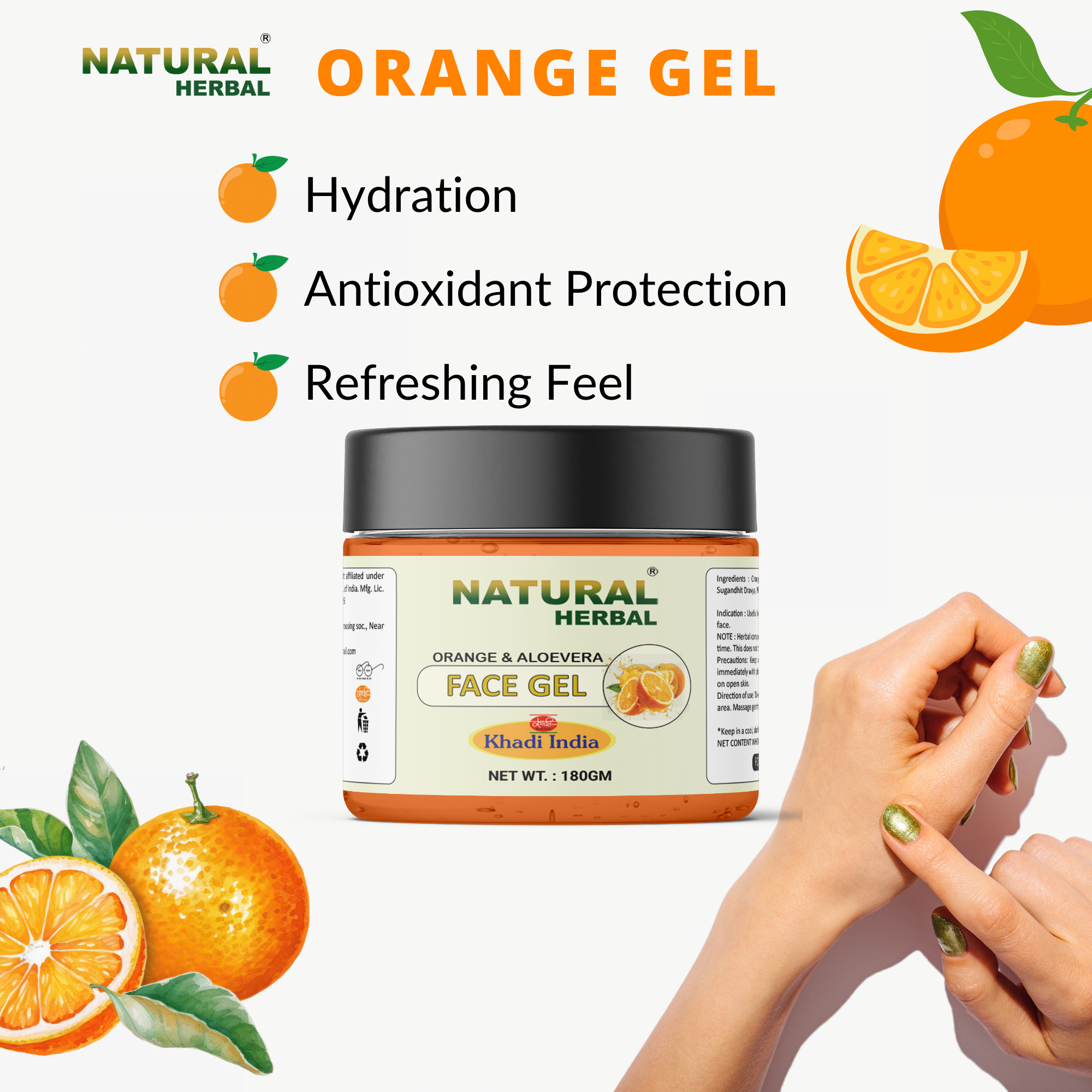 Natural Herbal Khadi Orange Face Gel 180gm