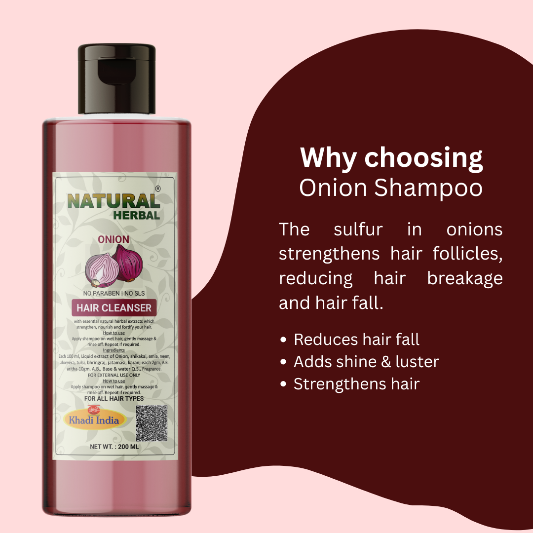 Natural Herbal Khadi Onion Shampoo 200ml and Aloevera Hair Conditioner 200ml Combo Pack