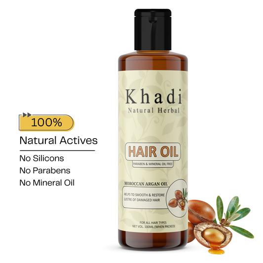 Khadi Natural Herbal Hair Oil with Moroccan Argan Oil, Paraben and Mineral Oil Free 100ml