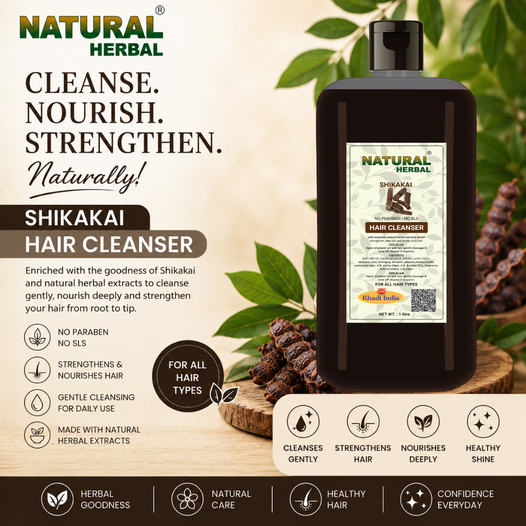 Natural Herbal Khadi Shikakai Ayurvedic Shampoo 1 Litre