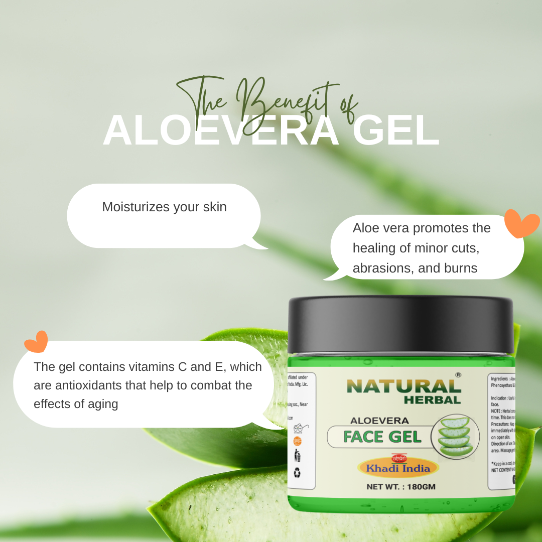 Natural Herbal Khadi Aloevera Gel 180gm | Moisturizing Face Gel