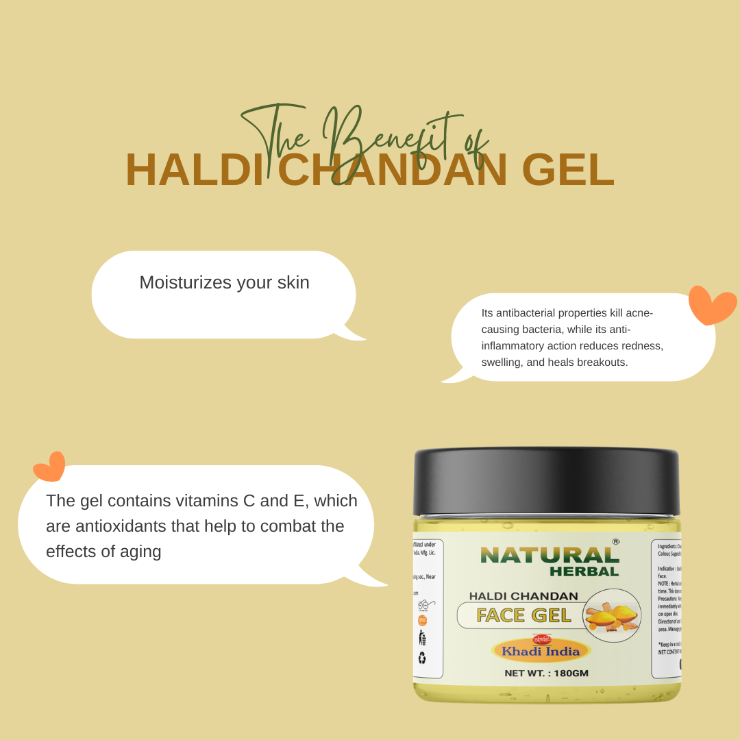 Natural Herbal Khadi Haldi and Chandan Face Gel for Men and Women 180gm | Skin Moisturizer | With Aloevera