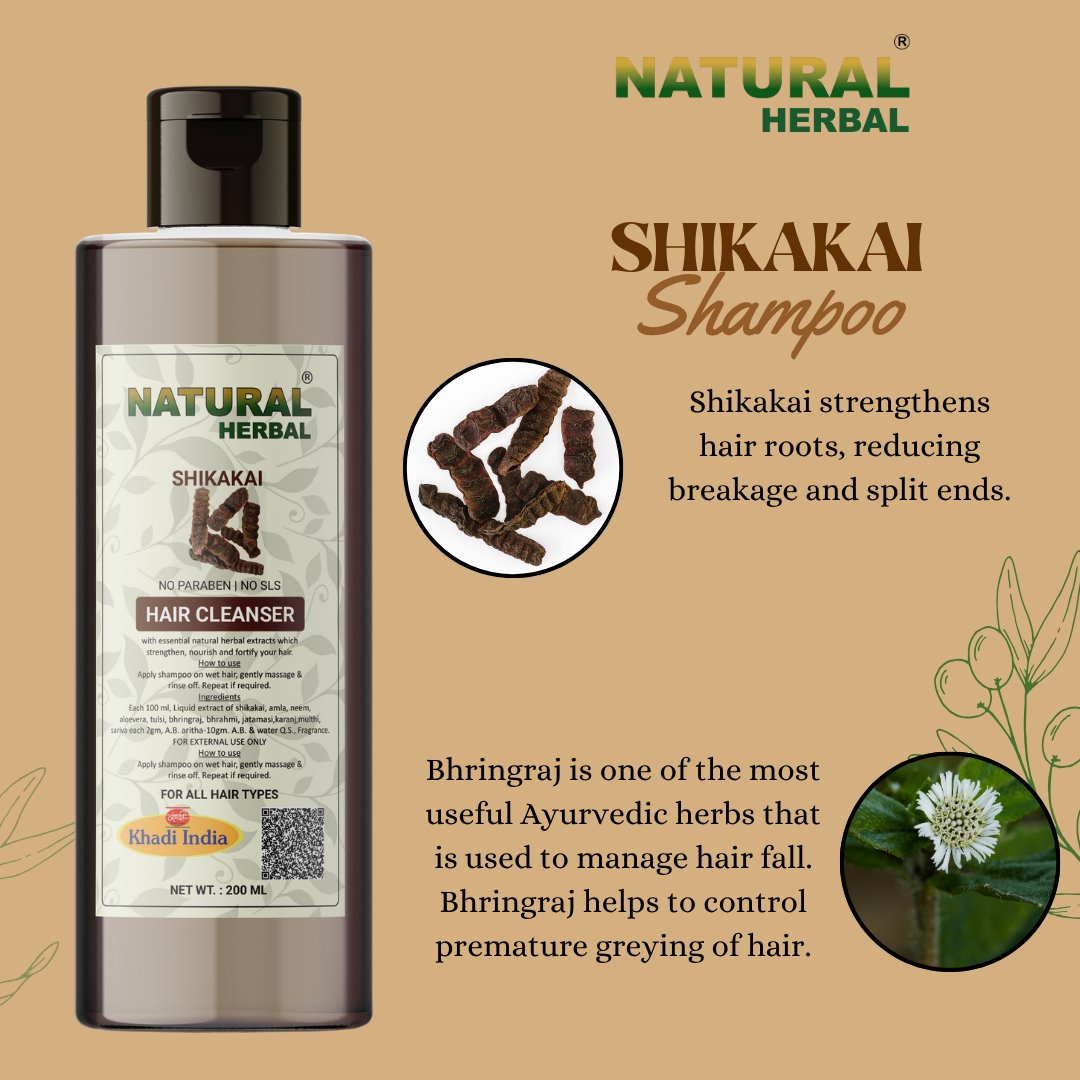 Natural Herbal Khadi Shikakai Ayurvedic Shampoo 200ml