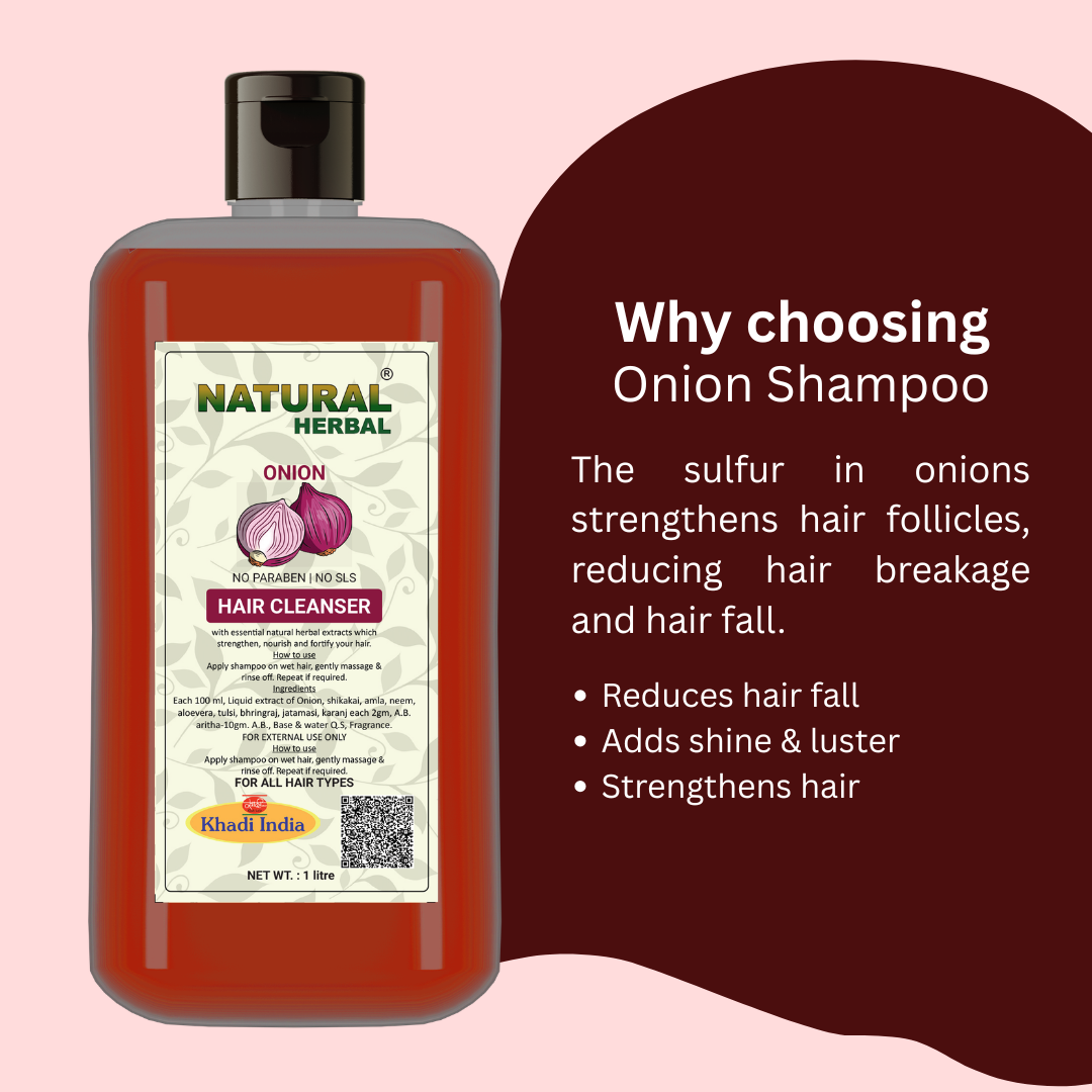Natural Herbal Khadi Onion Shampoo 1 litre