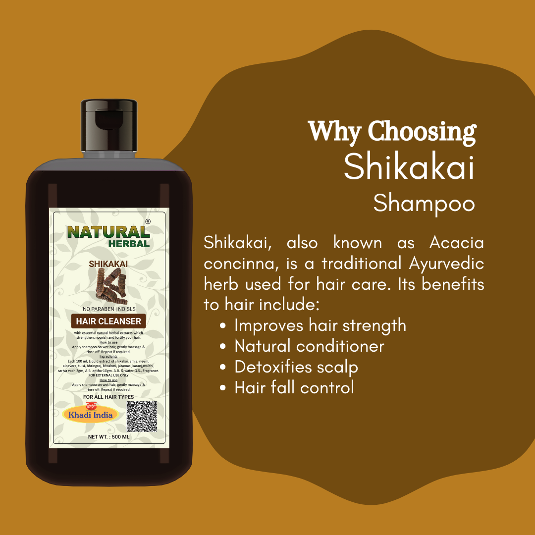 Natural Herbal Khadi Shikakai Ayurvedic Shampoo 500ml