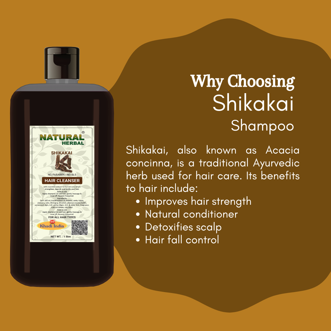 Natural Herbal Khadi Shikakai Ayurvedic Shampoo 1 Litre