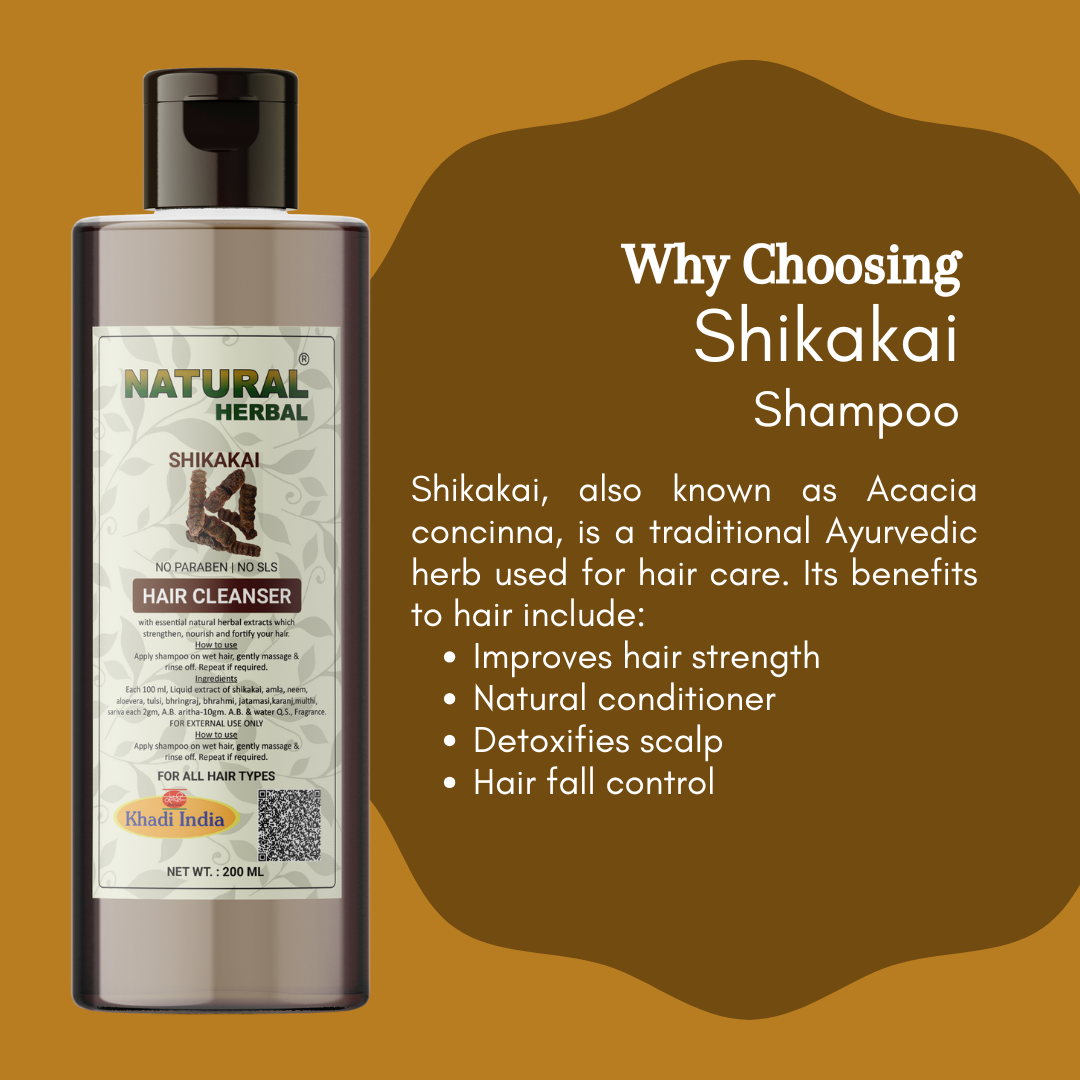 Natural Herbal Khadi Shikakai Ayurvedic Shampoo 200ml