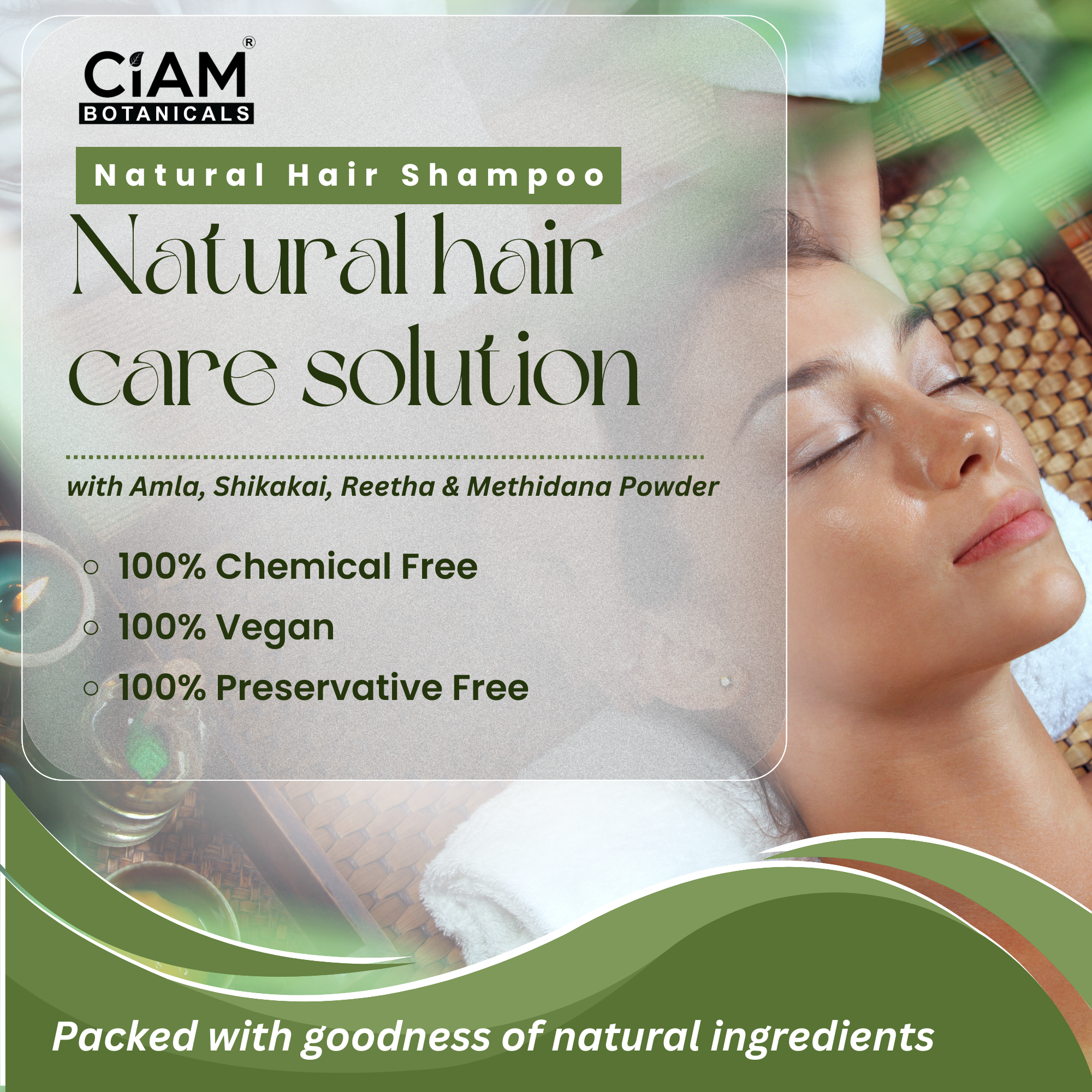 CIAM Botanicals Natural Powder Hair Shampoo With Pure & Herbal Amla, Reetha, Shikakai, Methi Dana Powder, For Men & Women Totally Organic | Paraben And Sulphate Free Shampoo 100g