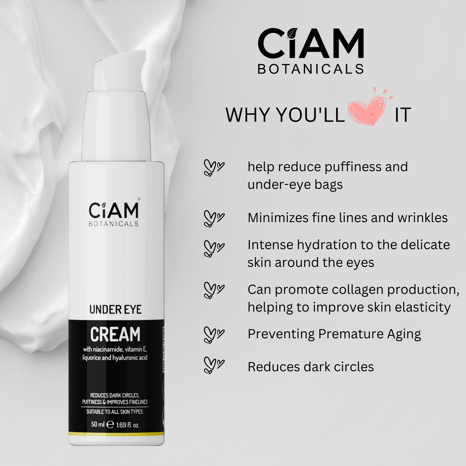Ciam Botanicals Under Eye Cream For Dark Circle for Women 50ml