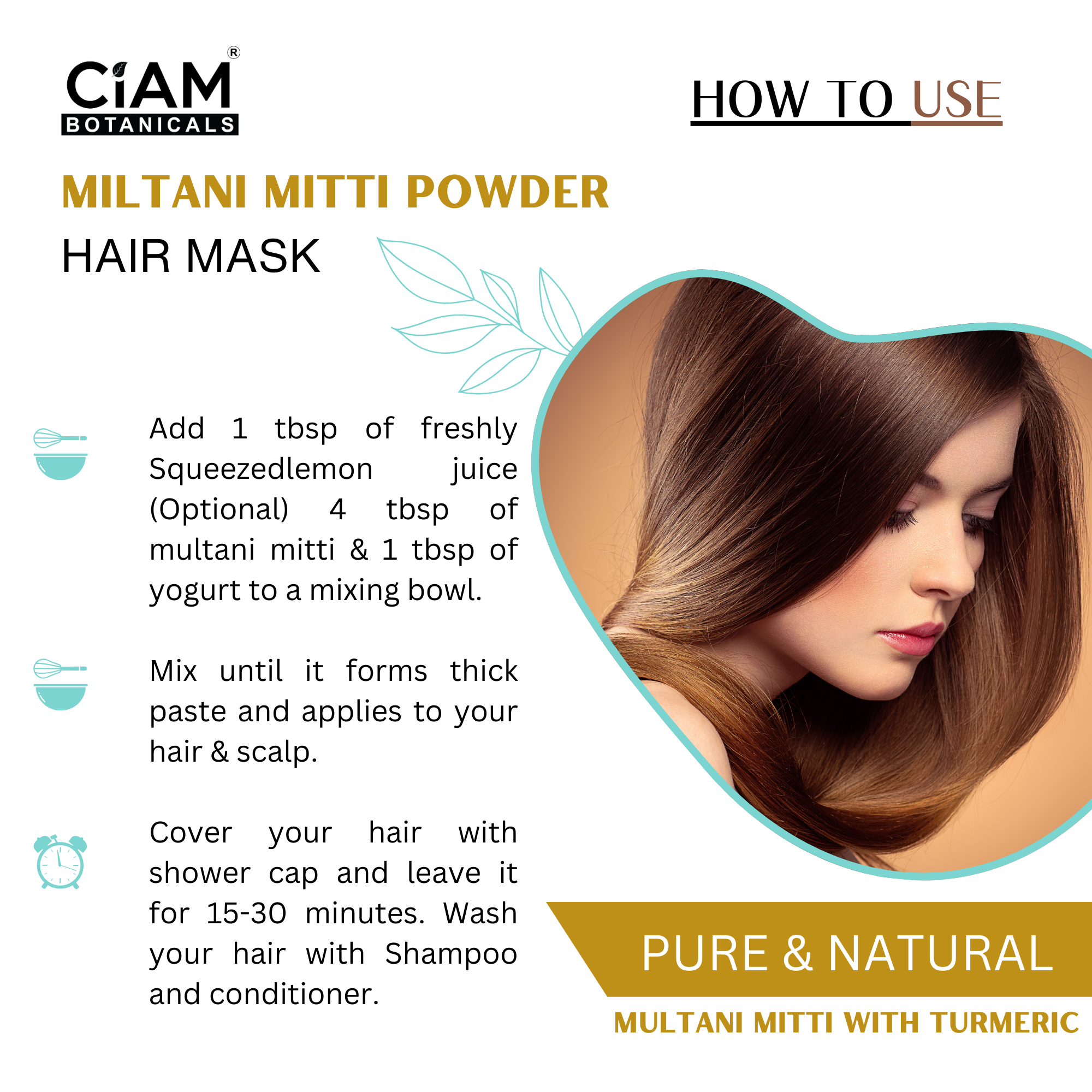 Ciam Multani Mitti Face Pack Powder With Turmeric | Brighten Skin, Reduce Exceess Oil | 100% Pure & Natural Chemical Free Face Mask Powder Suitable For All Skin Types Pack Of 100gm