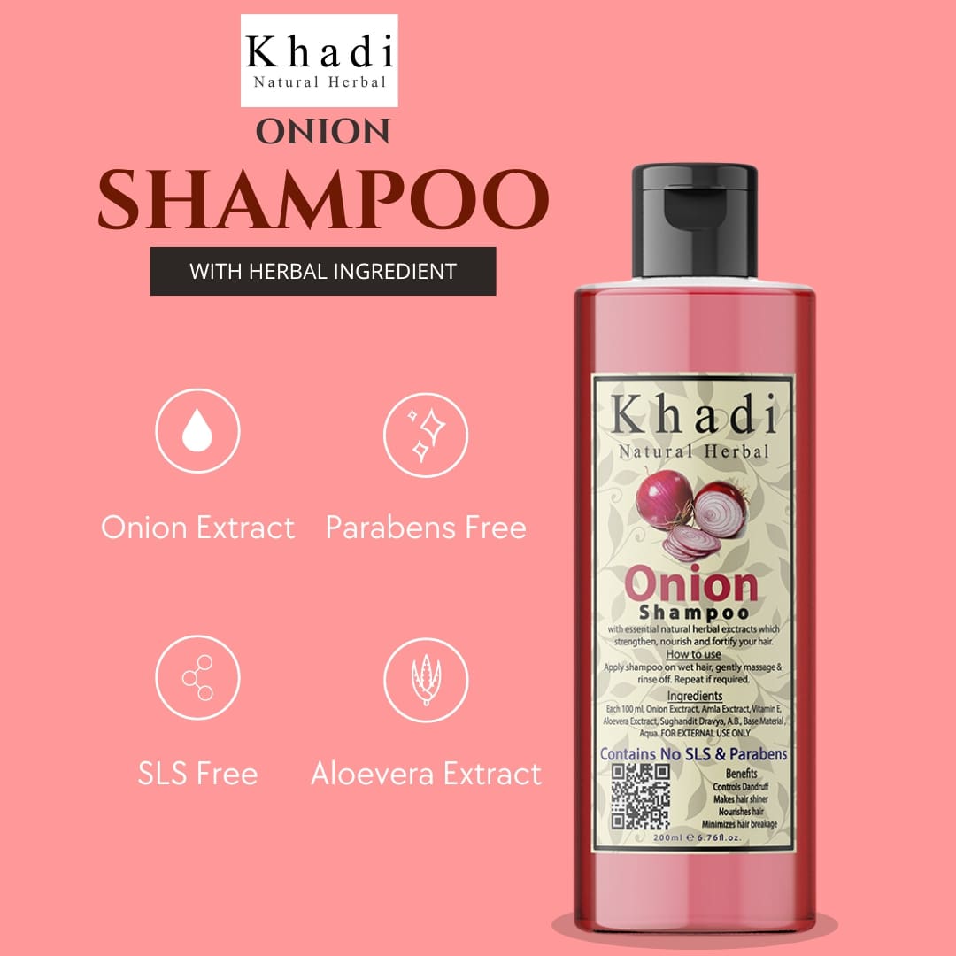 Khadi Natural Herbal Onion Shampoo 200ml (Pack of 2)