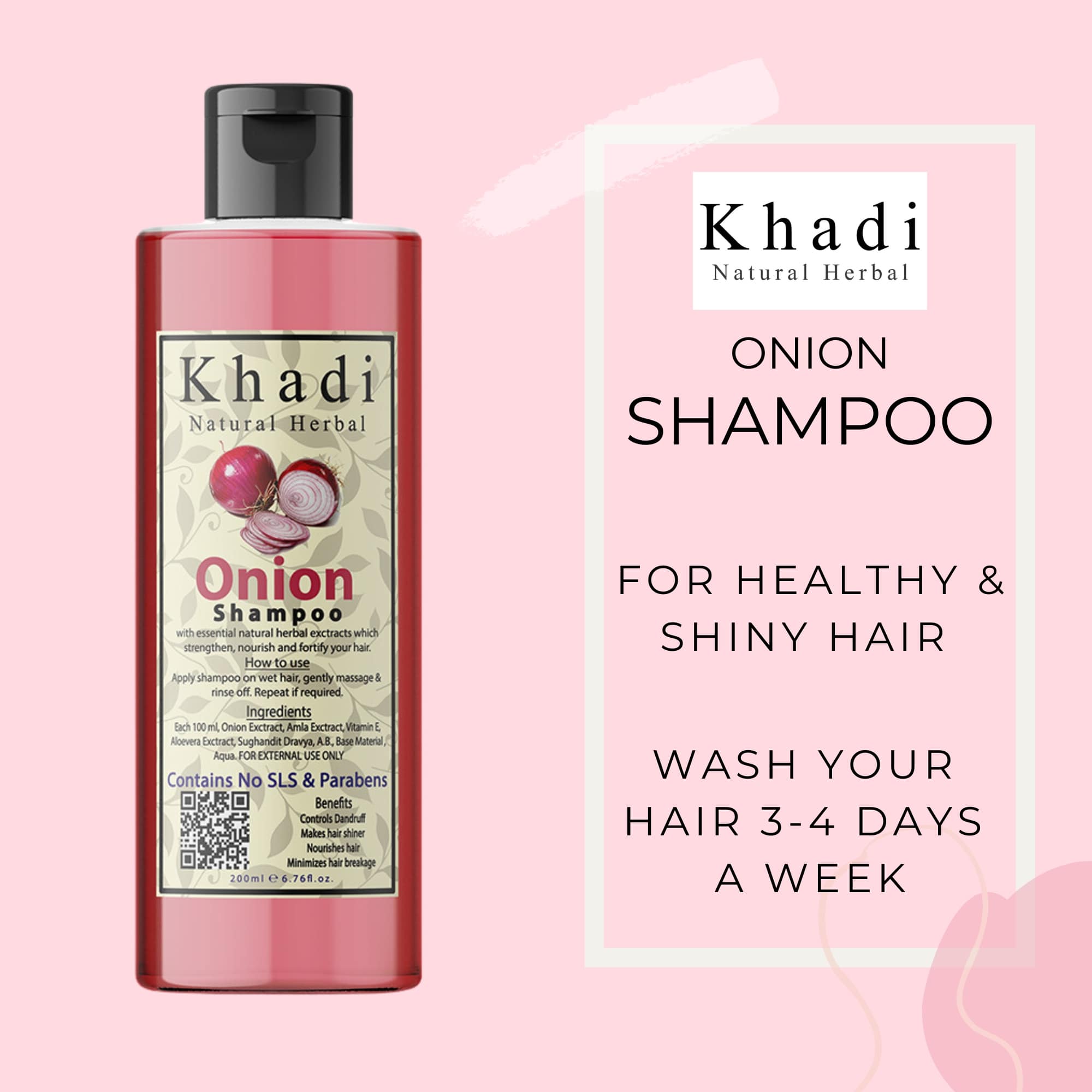 Khadi Natural Herbal Onion Shampoo 200ml (Pack of 2)