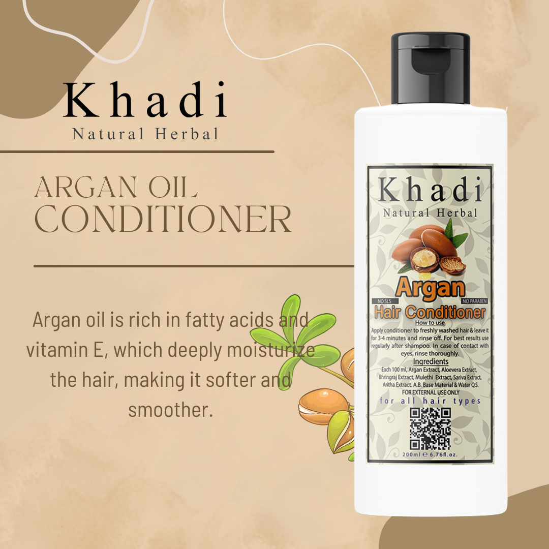 Khadi Natural Herbal Argan Shampoo 200ml and Argan Conditioner 200ml Combo Kit
