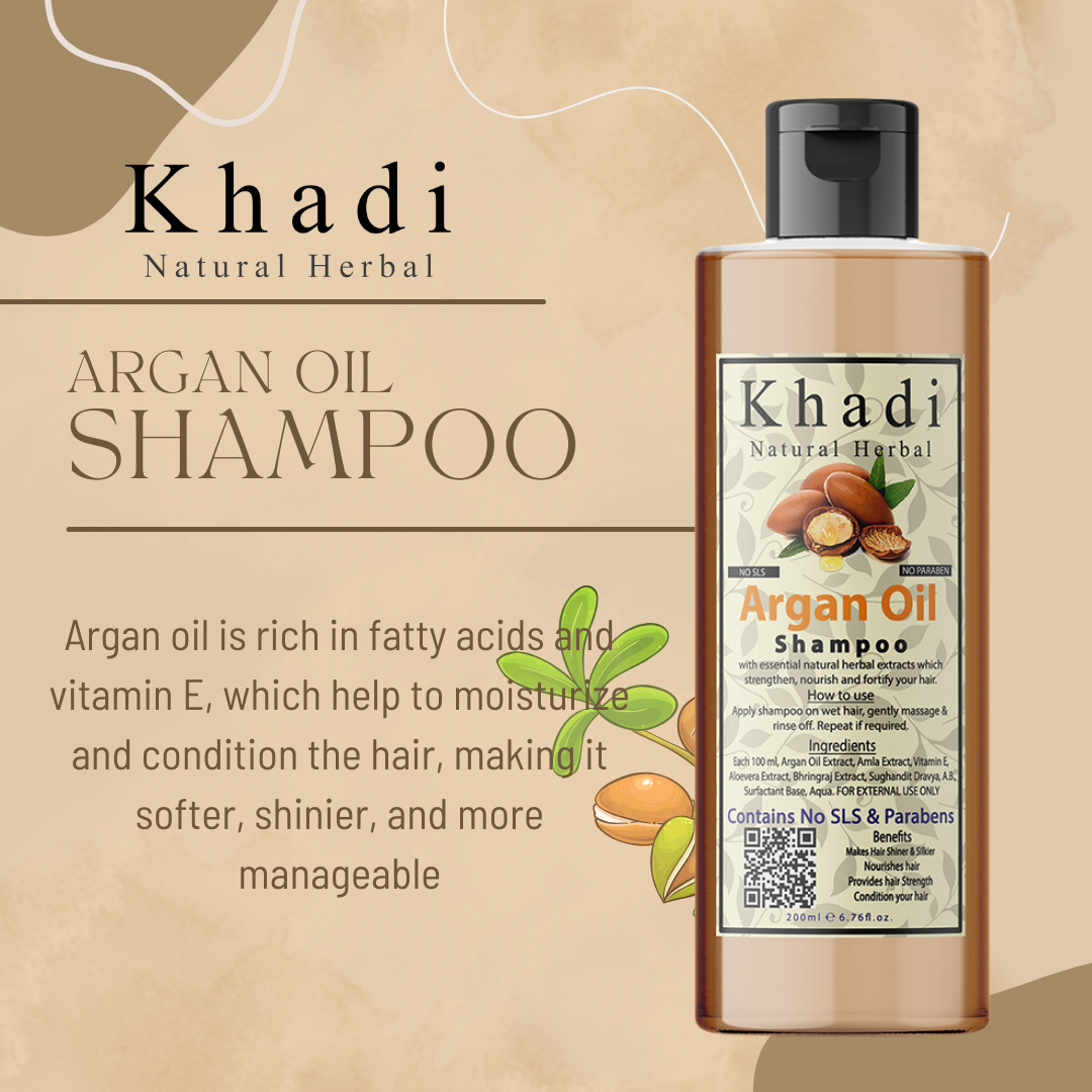 Khadi Natural Herbal Argan Shampoo 200ml and Argan Conditioner 200ml Combo Kit
