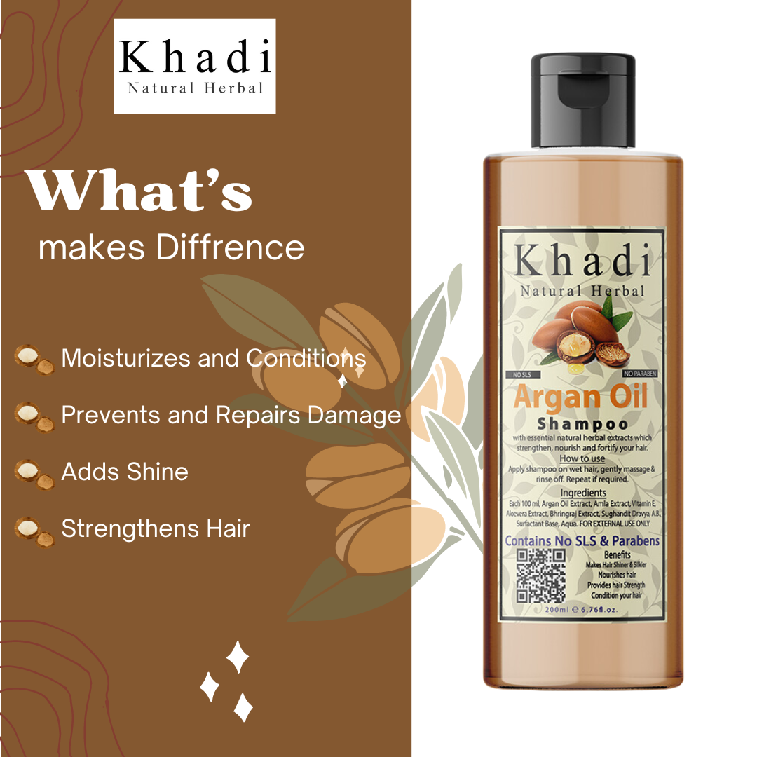 Khadi Natural Herbal Argan Shampoo 200ml and Argan Conditioner 200ml Combo Kit