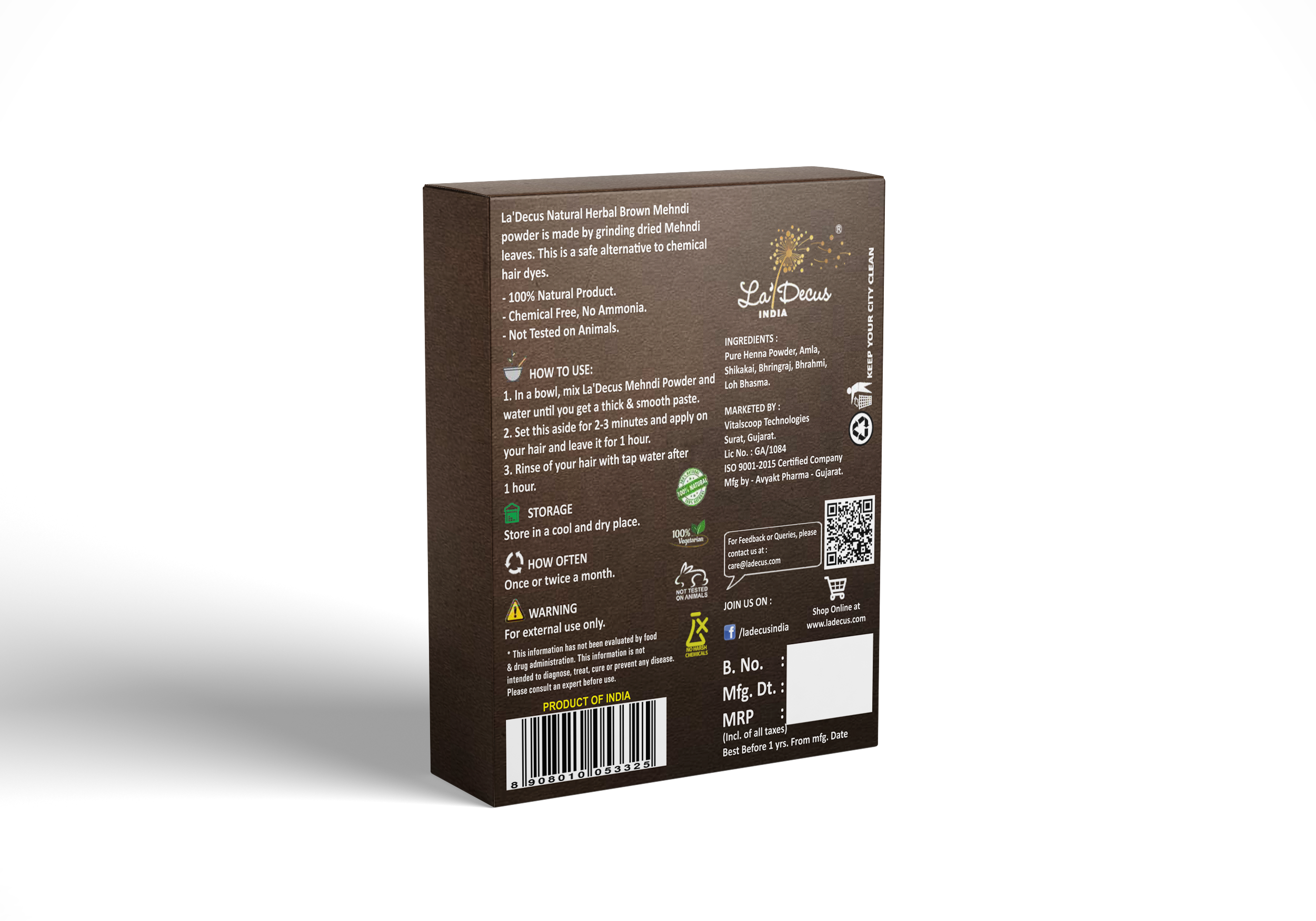 Natural Herbal Black Mehndi Powder | Pack of 5 | Each 40gm