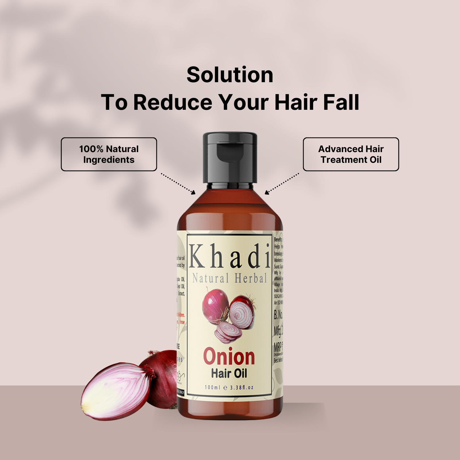 Khadi Natural Herbal Red Onion Hair Oil 100ml (Pack Of 1)