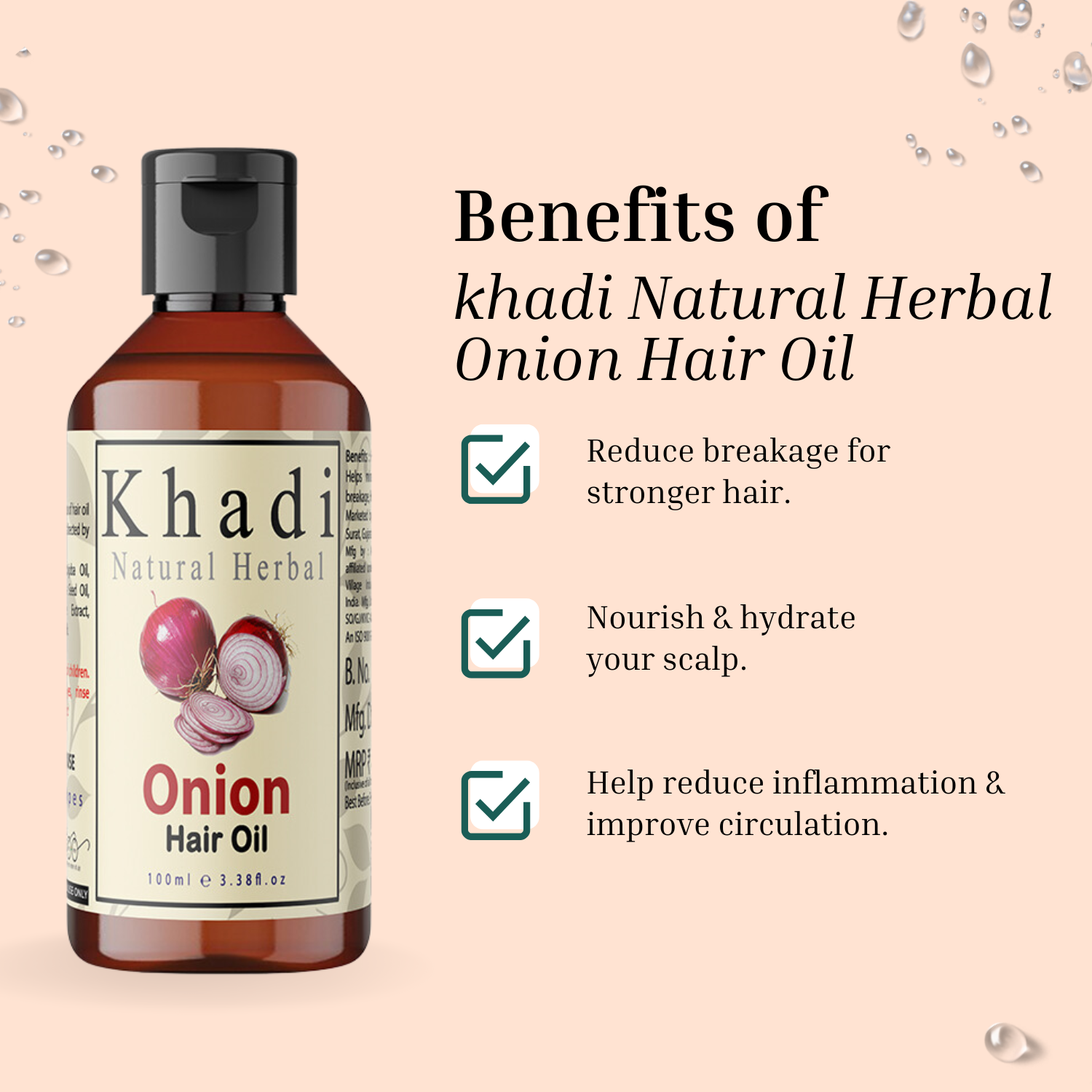 Khadi Natural Herbal Red Onion Hair Oil for Men Women 100ml Pack of 2