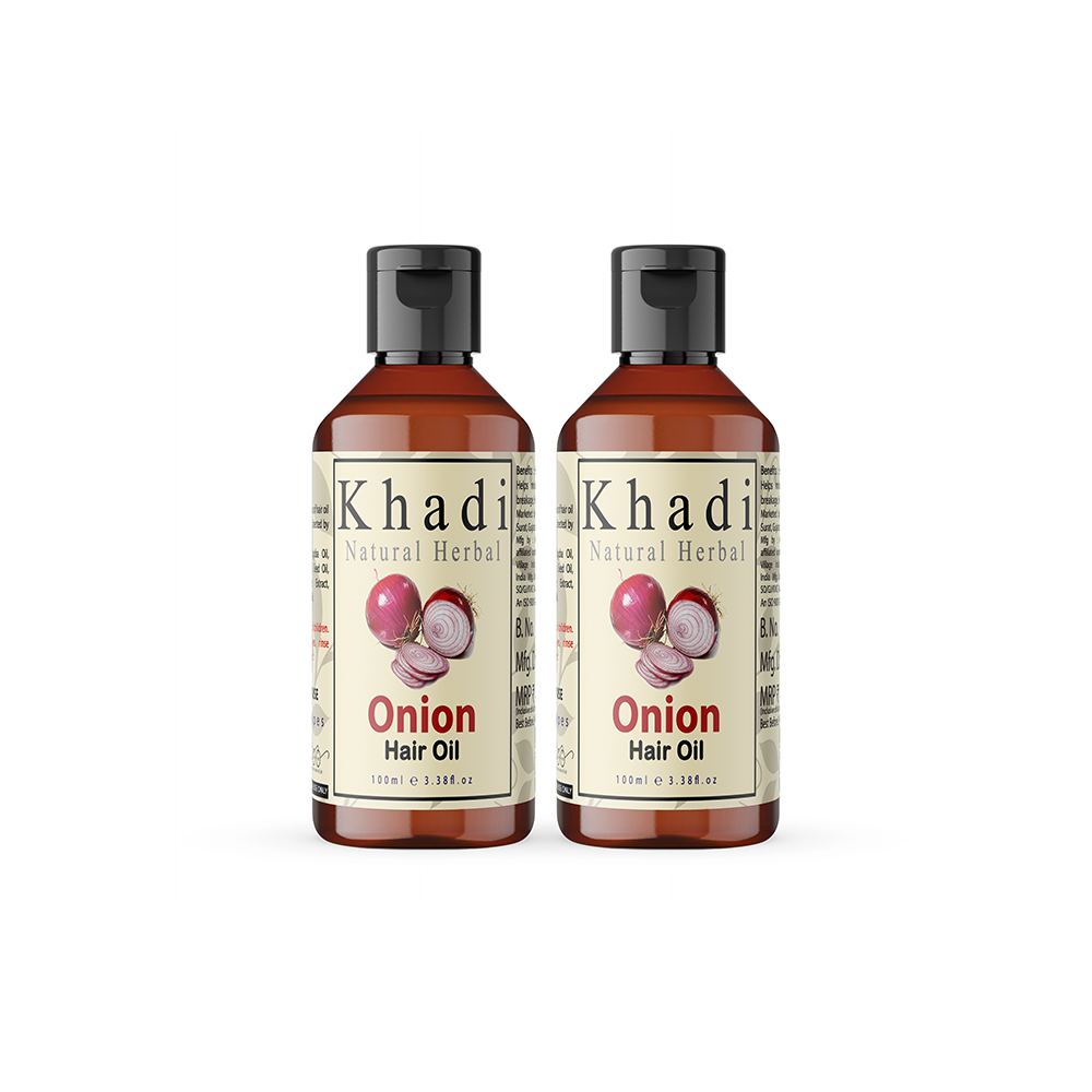 Khadi Natural Herbal Red Onion Hair Oil for Men Women 100ml Pack of 2