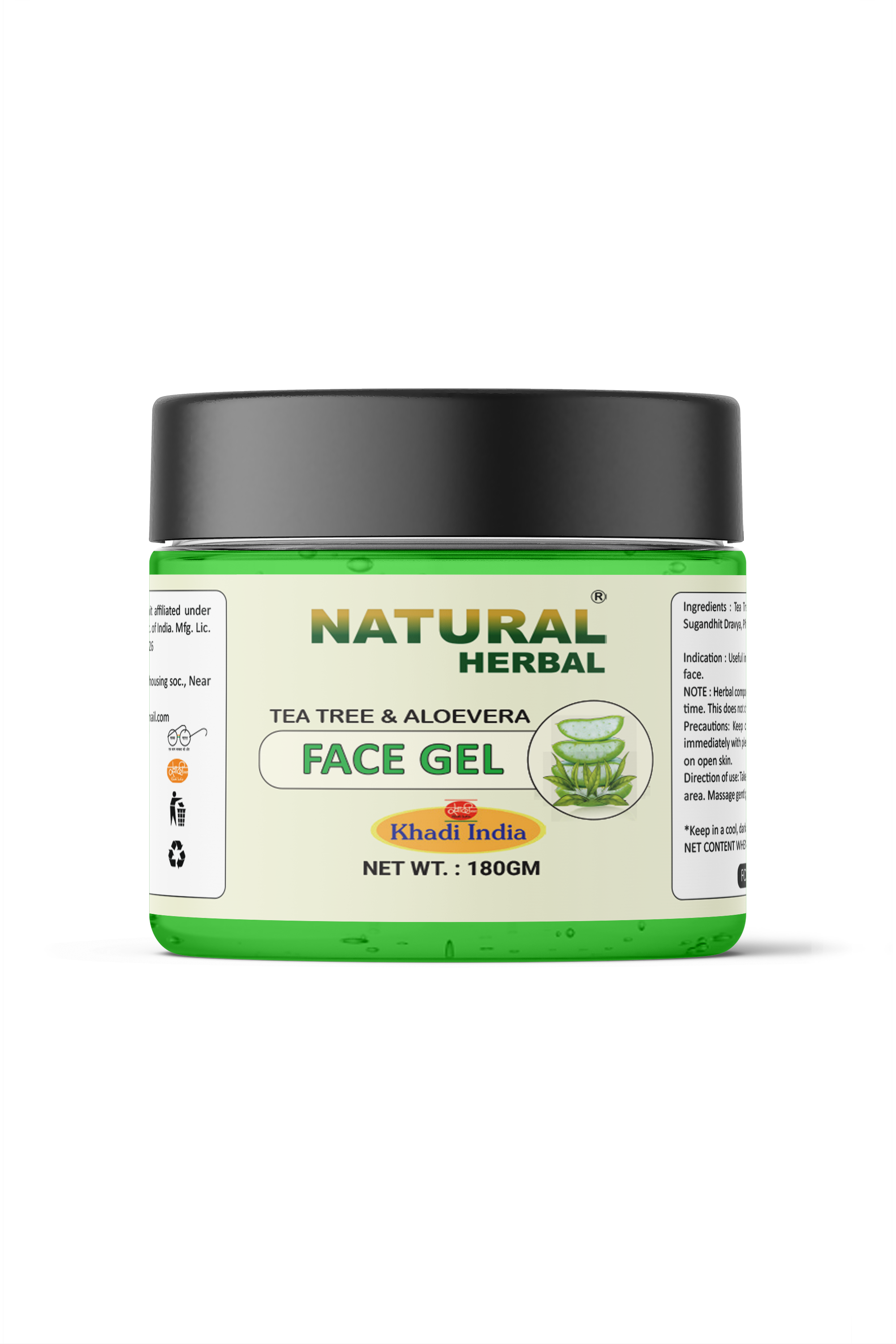 Natural Herbal Khadi Tea Tree & Aloevera Gel for Men Women 180gm